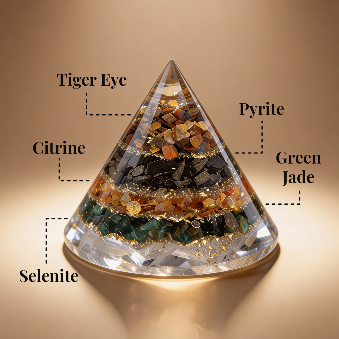 <span style="color: #353535;">Money Magnet Conical</span><br/>Attracts wealth, prosperity, and financial growth gracefully; an enchanting piece of natural stone